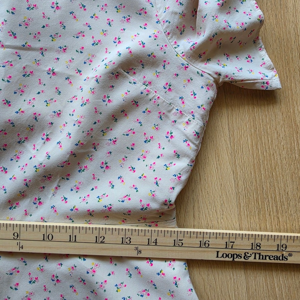 Madewell Dress Womens 4 Cream Floral‎ A-Line Short Sleeve Mini Cottagecore - Picture 8 of 10